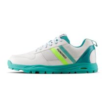 Hundred PitchStrike Cricket Shoes|Multi-Surface Grip with TerraSpike Outsole|Energy Layer Midsole|Lightweight, Breathable | Ideal for Turf, Ground & Hard Surfaces (White/Turquoise/Lime Green;UK 6)