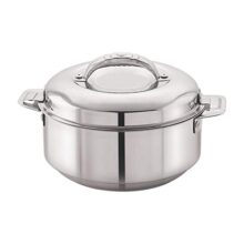 CELLO Maxima Insulated Casserole Hot Pot For Kitchen 2000 ml Silver | Easy to Serve Lightweight Outdoor Safe Keeps Food Hot and Warm Airtight Insulated Casserole Hot Pot Pack Set For Roti Rice Biryani