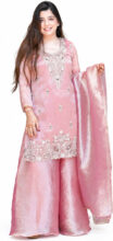 ZONFAB Embroidered Kurta, Sharara & Dupatta Set