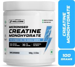 Wellcore Micronised Creatine Monohydrate | Lab Tested | Enhanced Absorption | 100% Pure Creatine(100 g, Unflavored)