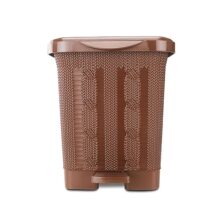 Nayasa Mikado Plastic Waste Paper | Small | Table Top Multi Purpose Dustbin With Lid | Waste Paper Bin | Plastic Pedal Waste Bin | Ideal For Home/Kitchen/Office | Brown