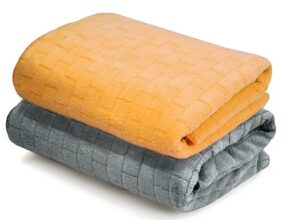 Cortina Solid Towels for Bath Set of 2 (70 x 140 cm) 300 GSM Microfiber Bath Towels, Ultra Soft, Highly Absorbent & Quick Dry for Gym, Beach & Bathroom Towels for Men, Women & Kids (Yellow/Grey)