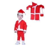 Desi Andaaz Santa Clause Christmas Costume For Boys & Girls, Santa Costume with Cap and Bag-Red & White(6-12M)
