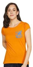 Styleville.in Women’s Plain Regular Fit T-Shirt (STSF402469_Mustard_Small)