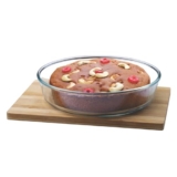 SgnoraWare Bake ‘N’ Serve Round Bakeware Safe and Oven Safe Glass Dish Tray | Borosilicate Glass Bowl Container | Microwave Oven Safe Baking (2100ml, Set of 1, Clear)