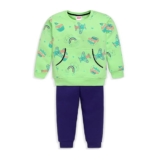 LuvLap Baby Boys Full Sleeve Sweatshirt & Pyjama Set Pack of 1, Cotton Rich Fleece, Paradise Green, M (3 to 6 Months)
