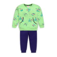 LuvLap Baby Boys Full Sleeve Sweatshirt & Pyjama Set Pack of 1, Cotton Rich Fleece, Paradise Green, M (3 to 6 Months)