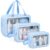LUMONY® Makeup Pouch Bag PVC Travel Toiletries Organizer Cosmetic Bags Wash Bag Pouch for Travel Kit Toiletry Bag Portable Organizer Case Carry Pouch for Women Bathroom Set of 3 (Blue-Colors)