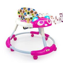 Dash Kitty Baby Walker with Music with Rotation Wheels & High Back Rest for Baby (Pink)