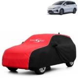 KINGSWAY Super Waterproof Car Cover Only with BYD eMAX 7 (Year 2024 Onwards – All Model) | Mirror and Antenna Pockets | All Weather Car Body Cover with Silver Piping | Black Red