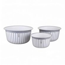 Amazon Brand – Solimo Plastic Linea Containers without Lid Food Grade Set of 3(1.3L,2.3L and 3.8L) |BPA-Free Multipurpose Kitchen Bowls for Mixing and Serving, Grey