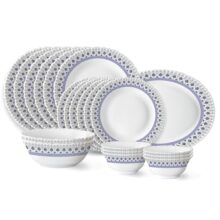 Larah By Borosil Ocean Fluted Series Opalware Dinner Set | 21 Pieces For Family Of 6 | Microwave & Dishwasher Safe | Bone-Ash Free | Crockery Set For Dining & Gifting | Plates & Bowls | White