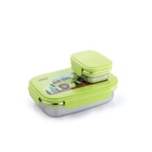 Ganesh 900 Elite Stainless Steel Tiffin Box Set | 600ml Main Box + 125ml Container | Compact & Leak Resistant | Food Grade Stainless Steel Tiffin with Lid | Color May Vary