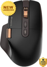 AMKETTE XS Flow 2 Speed Ergonomic Optical Mouse with Upto 8000 DPI, Dual Scroll Wheels, Silent Switches, Programmable Buttons, Multi-Device Pairing, Type-C Rechargeable(Bluetooth, 2.4GHz Wireless, USB 2.0, Black)