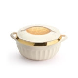Asian Plastowares Dignity Casserole 1600Ml | Premium Insulated Hotpot With Inner Steel Lid | Elegant Diwali Gift Set | Kitchen Storage Dinnerware Combo | Beige