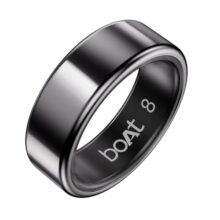 boAt SmartRing Active Plus, Auto HR, Sleep, SpO2, Stress & Skin Temperature Monitor, Stainless-Steel Build, 5 ATM, Weighs Only 5 gm, Portable Charging Case, smart Ring for Men (8, Midnight Black)