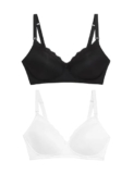 Marks & Spencer 2pk Maternity Lace Trim Nursing Bras B-G T33702BLACK/WHITE (34DD)