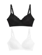 Marks & Spencer 2pk Maternity Lace Trim Nursing Bras B-G T33702BLACK/WHITE (34DD)