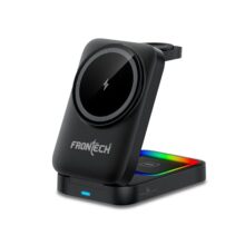 Frontech 3-in-1 Magnetic Wireless Charger with Night Light | Fast Charging | Type-C Input | Foldable Stand | for iPhone, AirPods & Apple Watch | 1 Year Warranty (CCH-0017B)
