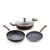 Crystal Vivid Series Induction Base Non Stick Cookware Set- 4 Pcs | Tawa 250 mm + Fry Pan 240 mm + Kadai 240 mm + Glass Lid 240 mm | 3 mm Thickness | Metal Spoon Friendly