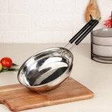 The Earth Store Stainless Steel Frypan 20cm (900ml) Heavy Gauge Sandwich Base | Induction & Gas Compatible | Scratch Resistant Cooking Pan with Sturdy Bakelite Handle
