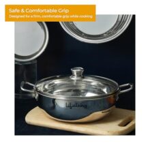 Lifelong Stainless Steel Heavy Bottom Saucepan With Glass Lid | 18Cm, 2.25 L | Induction & Gas Stove Compatible | Saucepan With Handle & Knobs | Tea, Milk-Boiling Pot (Llssp18, Silver), 2250 Ml