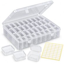DOMELIXA Transparent Jewellery & Accessories Storage Box with Removable Compartments – Multi-Grid Plastic Organizer Case for Earrings, Beads, Rings, Craft Supplies and Small Items Storage (30 box)