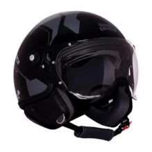 Royal Enfield Airforce 1901 Open Face Helmet | Certification: ISI & DOT | High Impact Grade ABS Shell | High Strength EPS Liner for Added Strength| Sleek Aviator Inspired Design | Black (L) 60 CM
