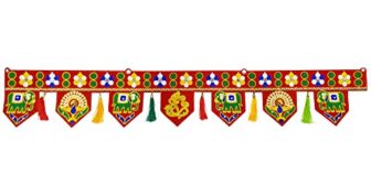 Navya Fashion Velvet Handmade Door Hanging/Bandarwal/Toran for Door, Traditional Bandarwal for Door, 37″ inch Length, Multicolour, Medium(T9)