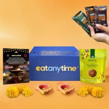 Eat Anytime Premium Gift Hamper With Hazelnut date Ladoo 50g, Ragi Bar Pack of 3, Diya & Premium Diwali Box | Gift Hamper For Friends & Family