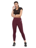Clovia Women’s Slim Fit Polyester Activewear Sports Ankle Length Tights (AB0047P09_Red_M)