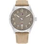 Tommy Hilfiger Brown Dial Beige Leather Strap Analog Watch for Men- TH1710561