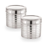Sizzle Roxy Stainless Steel Container Set with See Through Lid, Multipurpose Kitchen Storage Dabba for Grains, Pulses, Flour, Snacks| Leak-Proof Food Storage Organizer |1150ML – 2 pcs