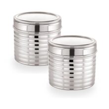 Sizzle Roxy Stainless Steel Container Set with See Through Lid, Multipurpose Kitchen Storage Dabba for Grains, Pulses, Flour, Snacks| Leak-Proof Food Storage Organizer |1150ML – 2 pcs