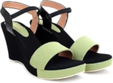 Action Women’s Suede Wedge Sandals| Black and Mint| Ankle Strap| Heel_Pista_Green_4