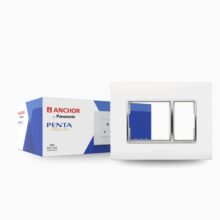 Anchor By Panasonic Penta 3 Module Gina Cover Plate With Chrome Collar For Switch Board (White, 65803-20)