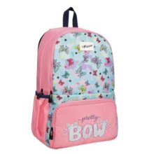 F Gear Playcraft School Backpack for Kids 19L Soft Touch Lightweight & Durable | 2 Spacious Compartments, Front Pocket & Bottle Holder for Everyday Use (Pink Bow)
