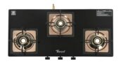 Golden Surya CXJ 32 SS Desire 3 Burner Gas Stove | Forged Brass Burners | Rose Gold Stainless Steel Body | Toughened Glass Top | Manual Ignition | ISI Certified | 18 Months Warranty