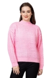 Wear Lusso Women Pullover Sweater Relaxed Fit For Winter | Full Sleeve 100% Wool Latest Stylish Crafted With Comfort (Small, Baby Pink)