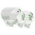 Larah by Borosil Bamboo Leaves Fluted Series Opalware Dinner Set Of 6 Full Plate, 6 Quarter Plates, 6 Veg Bowls, 2 Serving Bowl and 1 Oval Rice Plate | Bone-Ash Free Crockery (White, 21 Pieces)