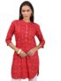 Vishudh Women Mandarin Collar 3/4 Sleeve Tunic VNTN000592 Red M