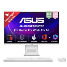 Asus Aio Vm441 (2026),Snapdragon X,Qualcomm Adreno Igpu,16Gb Ram,512Gb Ssd,Fhd,Touch Screen,23.8″(60.45 Cm),Windows 11,M365 Basic(1Y),Office 2024,White,5.47 Kg,Vm441Qa-Twap001Ws,All In One Copilot+ Pc