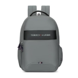 Tommy Hilfiger Joshua Polyester Unisex 15 Inch Laptop Backpack – Light Grey | 21 Ltr Capacity|Padded & Adjustable Strap| Water Resistant | 3 Compartment | Water Bottle Holder | USB Cable Holder Pocket