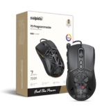 Salpido Wired RGB Gaming Mouse, 7200 DPI, Optical, Ergonomic Design, Black