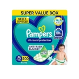 Pampers Complete Skin Comfort Pants| Pant style Diaper Medium, 200 count| Anti-Rash blanket lotion with Vit E and Aloe Vera | All night protection with leak proof technology( 50 Count, Pack of 4)