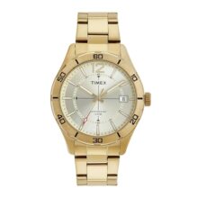 TIMEX Analog Watch for Men with Champagne Dial & Gold Stainless Steel Bracelet Band – Water Resistant Men’s Wrist Watches -TWEG295SMU08
