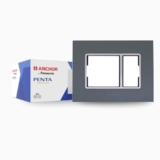 Anchor By Panasonic Penta 3 Module Gina Cover Plate With Chrome Collar For Switch Board (Black, 65803B-10)