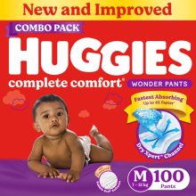 Huggies Complete Comfort Wonder Pants, India’S Fastest Absorbing Diaper – M(100 Pieces)