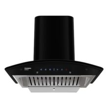 Crompton IntelliSense 60 cm Curved Glass Kitchen Chimney with 1417 m³/hr Suction, Smart On & Intelligent Auto-Clean | Silent Kitchen Chimney With Baffle Filter (Black, CHD-ISC60BFE-IND)