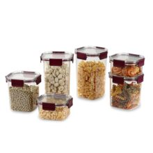 Cello Stack Lock Fridge Storage Container Set Of 6, Bpa Free Air Tight Kitchen Container Set, Multipurpose Storage Jar For Dry Food, Pulses, Spice (900Ml + 450Ml + 1300Ml) X 2 Each, Maroon